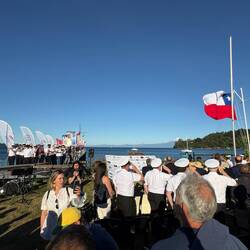 The flag raising ceremony.