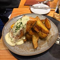 The thickest piece of Salmon I've ever seen, apparently perfectly cooked all the way through