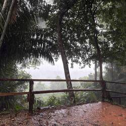 view of the city during the rain