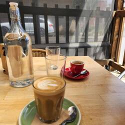 Our car opposite the Cafe