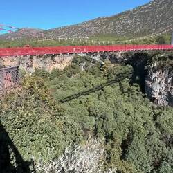 Glasbodenbrücke mit Blick über das Tal.