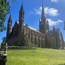 Bendigo Catholic Cathedral, sadly there were many faded ribbons on the fence.