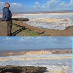 Nach dem stürmischen Regen sind die Wellen braun