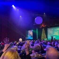 Right after intermission they have a race with beach balls.