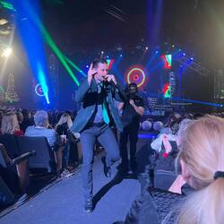 One of the brothers playing harmonica