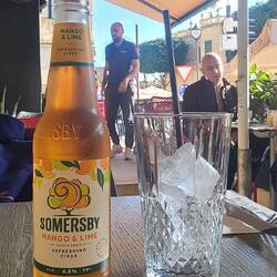 Warm day, cool drink.