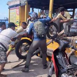 For anyone wondering how we got the bikes on the boat