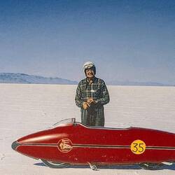 Burt Munro und seine Indian "Munro Special" in Bonneville, USA