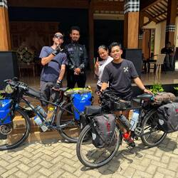 Our warm host and the staff at our homestay in Puwantoro