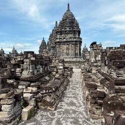 The Sewu Buddhist Temple complex north of Prambanan