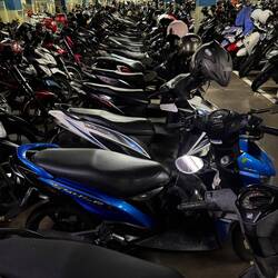 Land of the scooter. This is what a 'car' park looks like