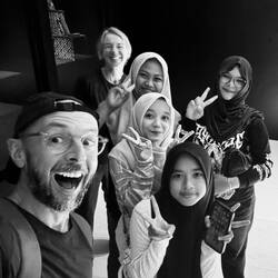 School children wanting a selfie with us at the museum