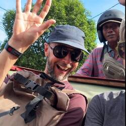 Taking a ride on a becak - a motorised rickshaw - was great fun!