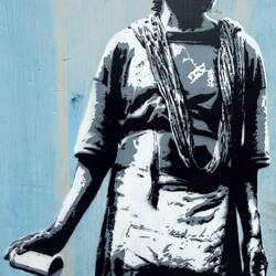 17. The lady with the can of spray paint