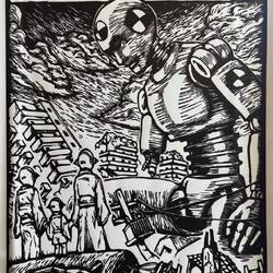 1. Artwork in the cafe and a Google translation of the text results in the poem in the notes