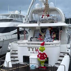 Weihmachtlich geschmücktes Boot