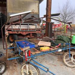 Solar panel, batteries - 2 places for humans to lie down and plant while it drives