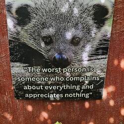 Spruch beim Eingang zum Palawan Butterfly Ecological Garden and Tribal Village.