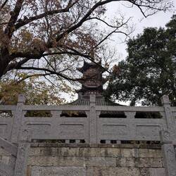Auf einer Pagode in einem Park neben Lu Xuns Haus