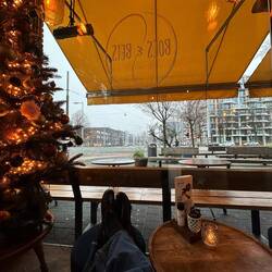 Cosy coffee moment at the cafe downstairs