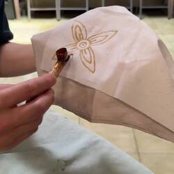 My first go using the canting tool to apply wax to fabric. The rest of the world was on pause.