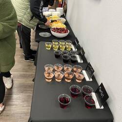 Cheese and wine table back at the resort rec center.