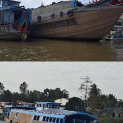 Fischkutter, oben leer unten Beladen