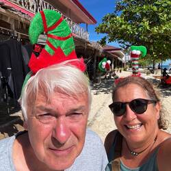 John not happy I made him wear an elf Xmas headband