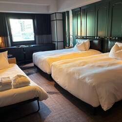 We get a bed each to ourselves!