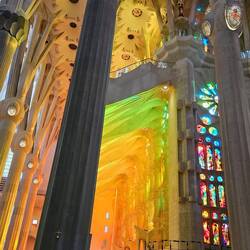 Breathtaking Western sun effect through stained glass!
