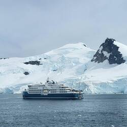 A friend was working on this Swan Hellenic expedition ship that we passed.