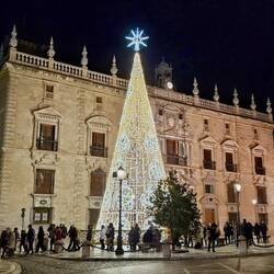 Another big Christmas tree with crowds