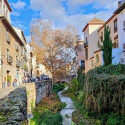 View along charming cobblestone street near our hotel