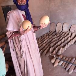 Prehistoric ostrich eggs. Ostriches lived in this region between 4 and 6 thousand years ago