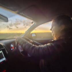 Heiligobe fahrt im sunneuntergang