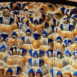 Details of how the dcorative carvings above doorways looked when painted