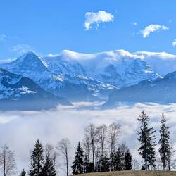 Blick auf die Viertausender Eiger, Mönch, Jungfrau