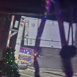 And a truck flipped over..