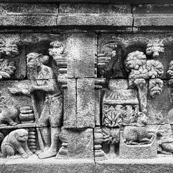 Bass reliefs cover the temple walls