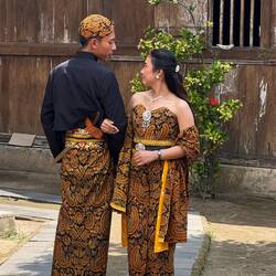 Couple posing for their wedding photo