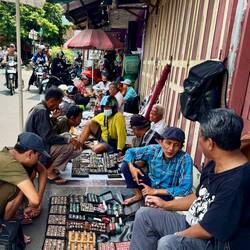 Outside Pasar Legi stalls spilled out into the road, everything from jewellery...