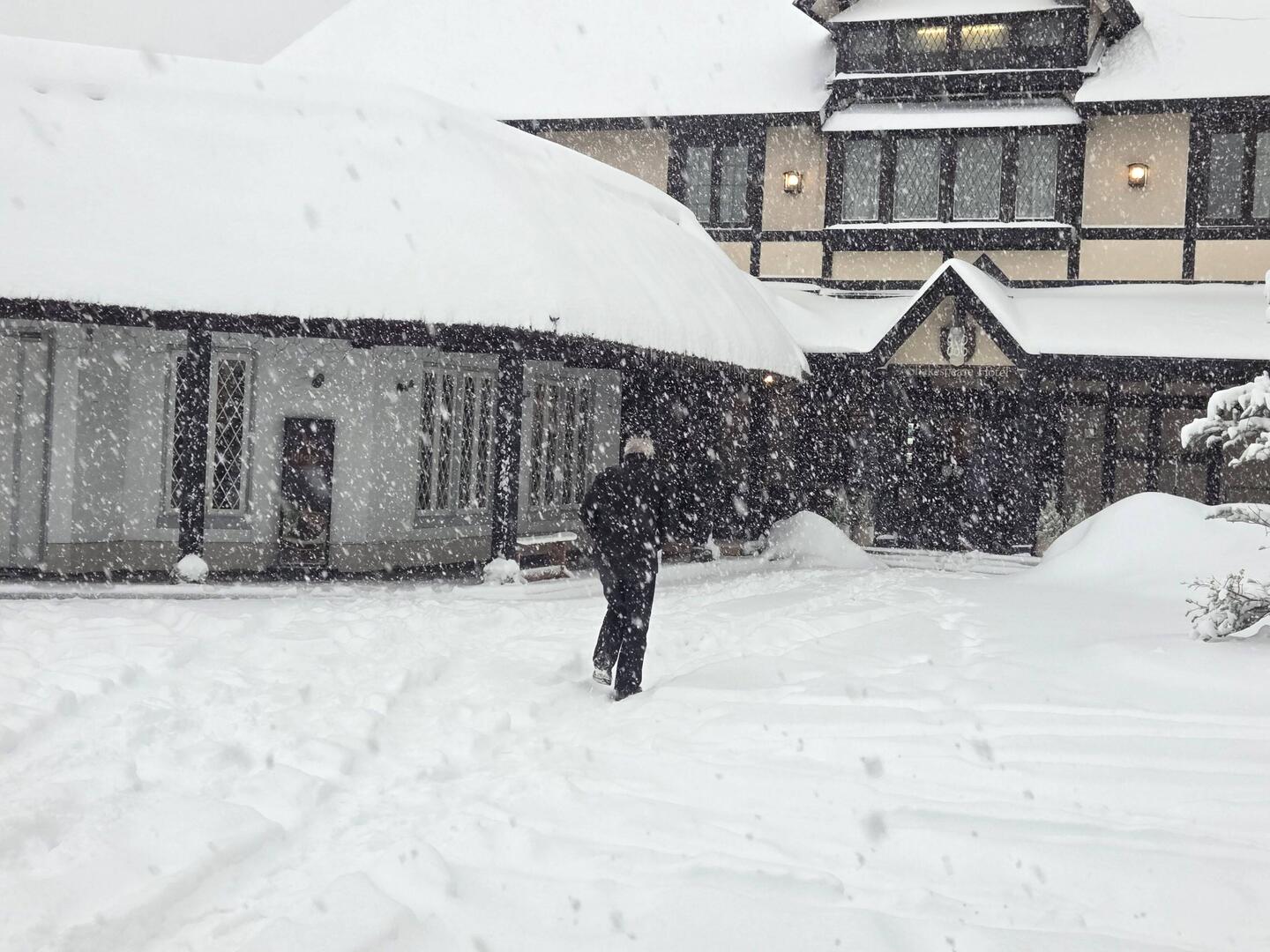 Coming back from breakfast in the snow