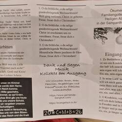 Liedzettel für die ökumenische Heiligabendandacht