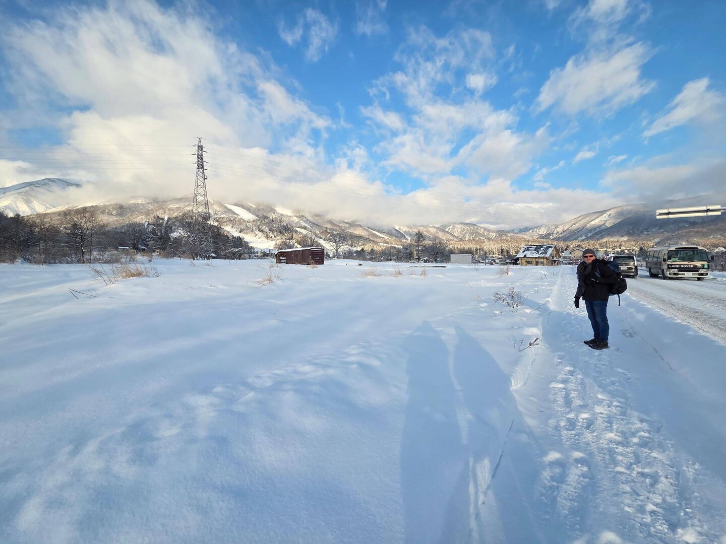 Rice fields under snow