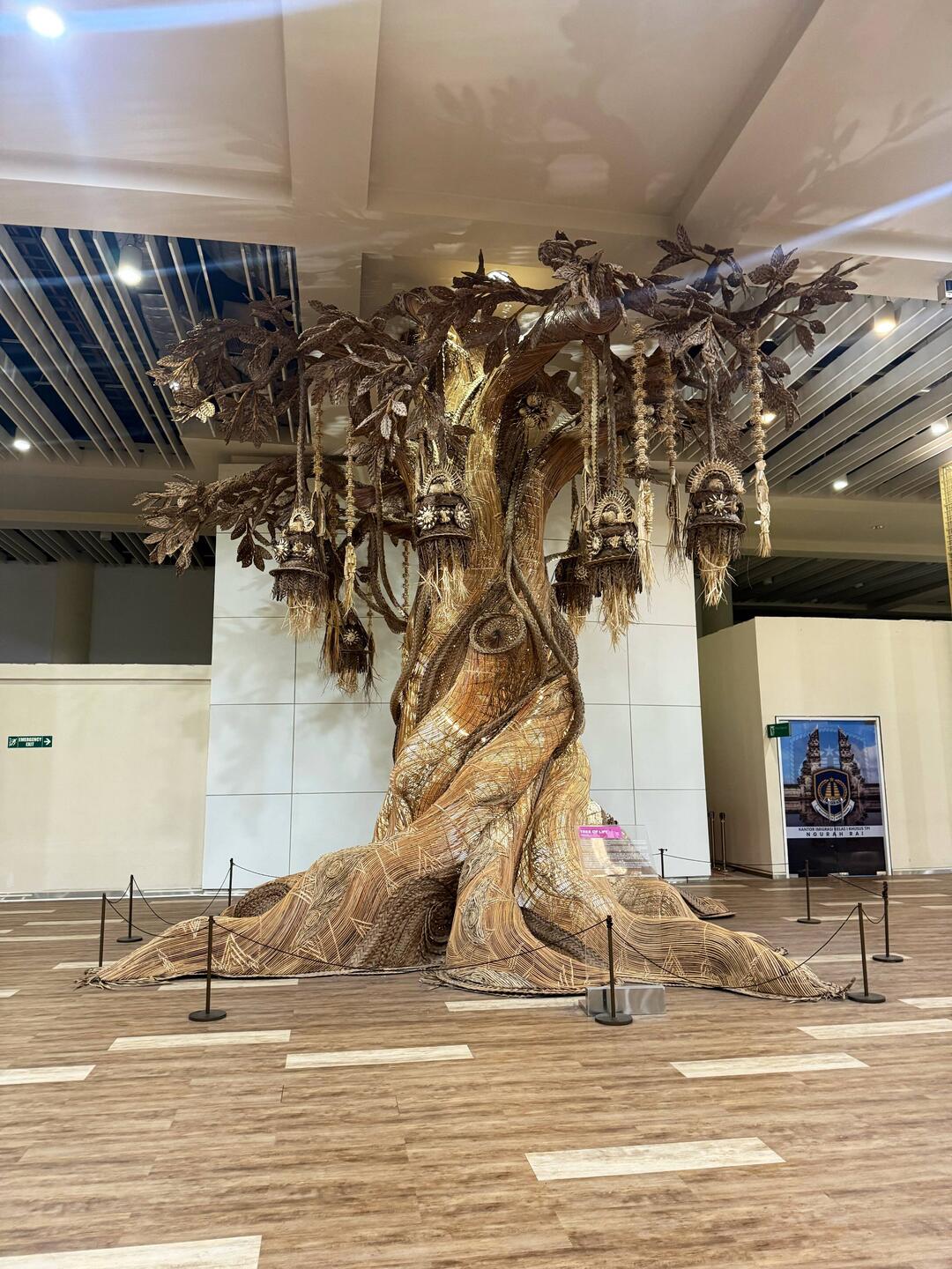 Woven tree sculpture at the airport, Bali