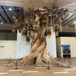 Woven tree sculpture at the airport, Bali