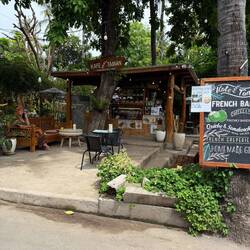 Typical Balinese garden restaurant on Gili Air