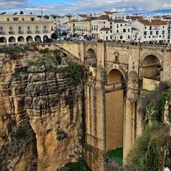 View from balcony of bridge over gorge in Ronda