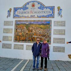 Charlie and I in front of an amazing mosaic of Ronda