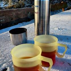 Teepause nach 9 km hinter Unterkirnach